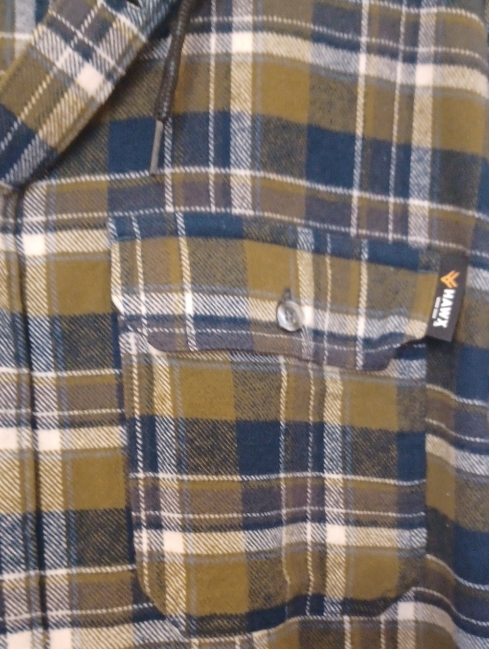 Hawx Work XL Hooded-Button Up Shirt Mens Multi -plaid Work Gear EUC - Picture 7 of 7